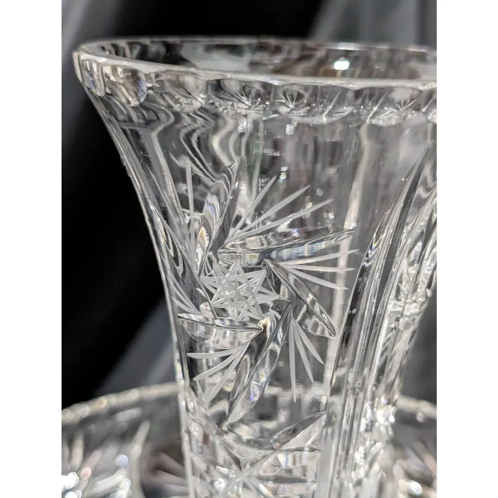 Vintage American Brilliant Cut Rare 2 Piece 1880's Glass Empergne
